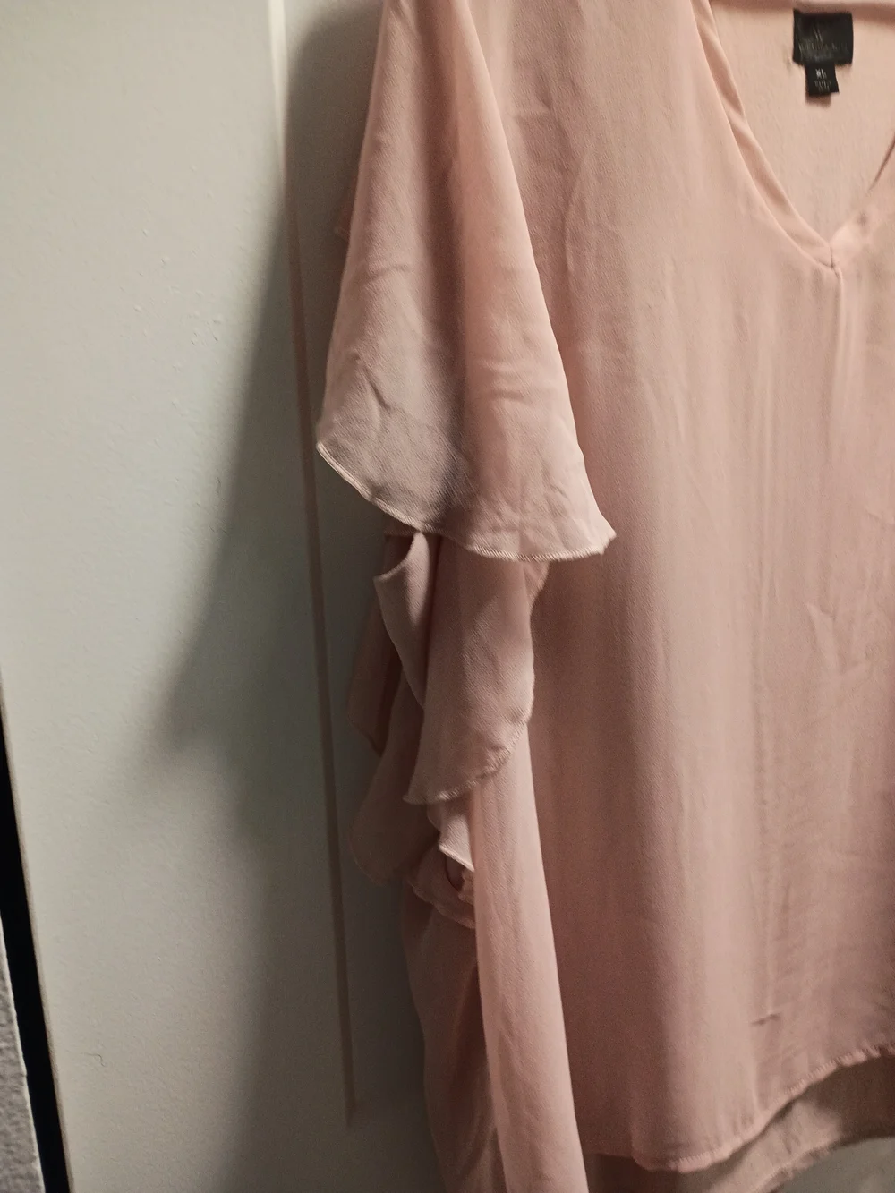 Worthington Blush Pink V-Neck Flutter Sleeve Blouse_3